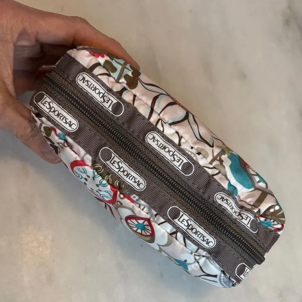 LeSportsac Fantazmic Floral Brown Pouch Cosmetic Bag Travel Organizer Y2K Nylon